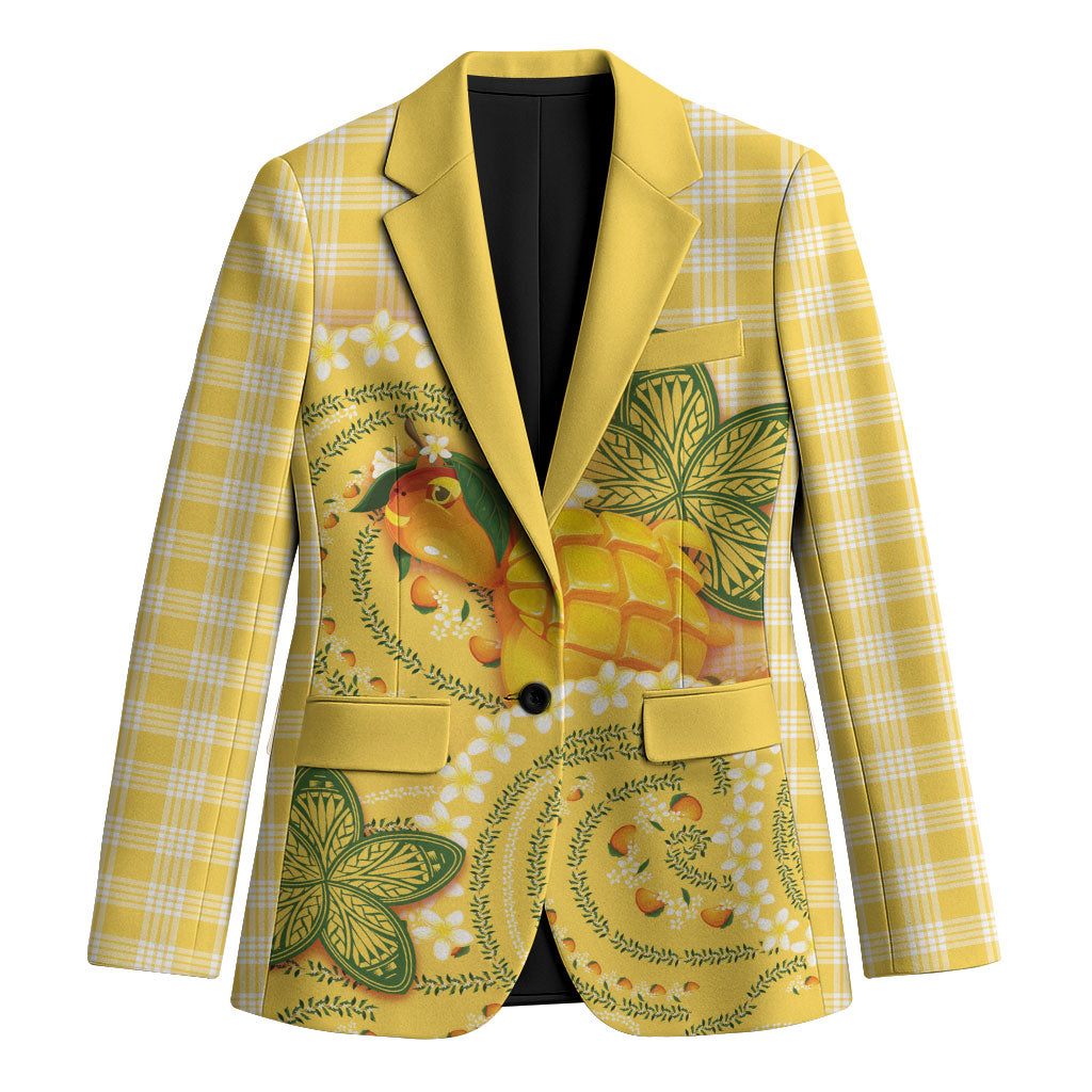 Hawaii Palaka Blazer Cute Ripe Mango Turtle On The Waves DT05 Unisex Yellow - Polynesian Pride