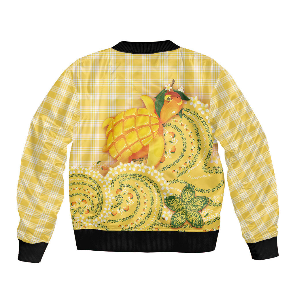 Hawaii Palaka Bomber Jacket Cute Ripe Mango Turtle On The Waves