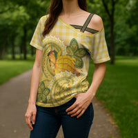 Hawaii Palaka Cross Shoulder Shirt Cute Ripe Mango Turtle On The Waves