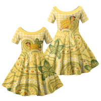 Hawaii Palaka Family Matching Off Shoulder Maxi Dress and Hawaiian Shirt Cute Ripe Mango Turtle On The Waves