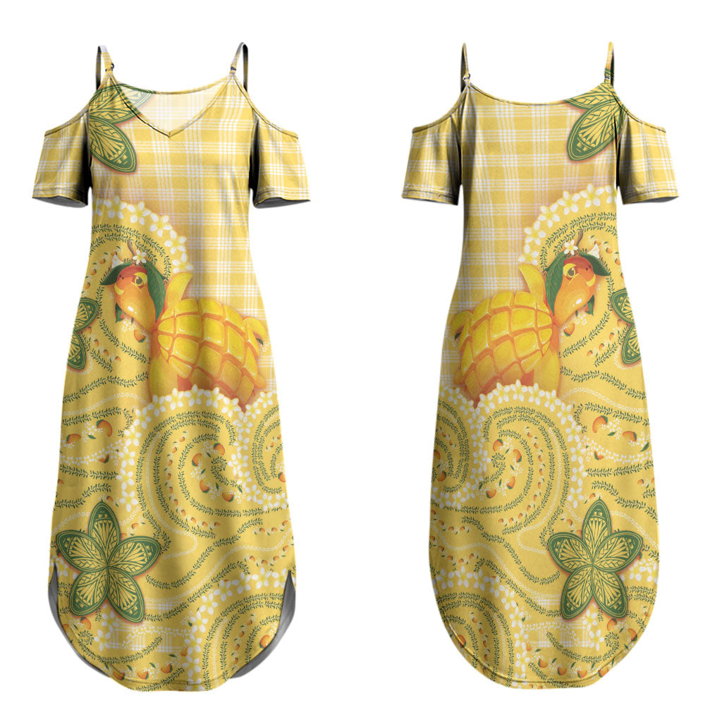 Hawaii Palaka Family Matching Summer Maxi Dress and Hawaiian Shirt Cute Ripe Mango Turtle On The Waves