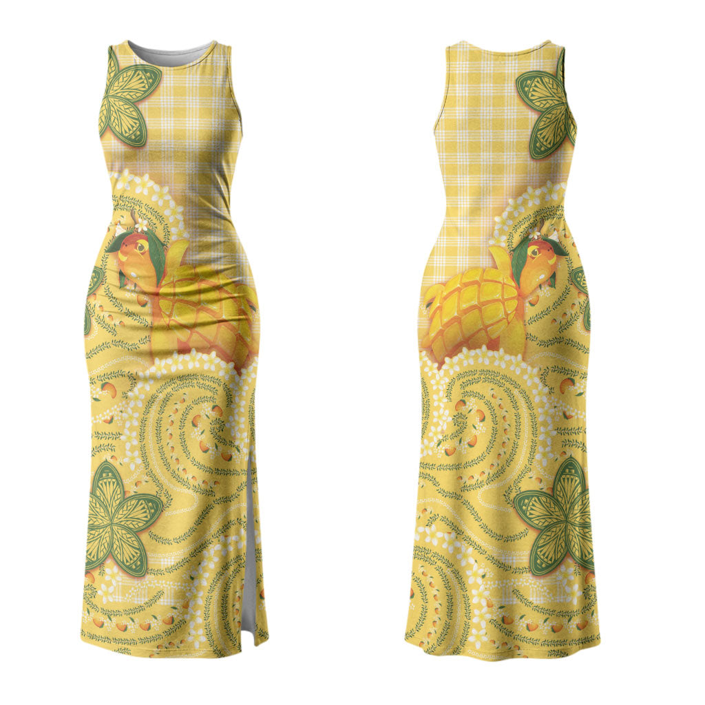 Hawaii Palaka Family Matching Tank Maxi Dress and Hawaiian Shirt Cute Ripe Mango Turtle On The Waves