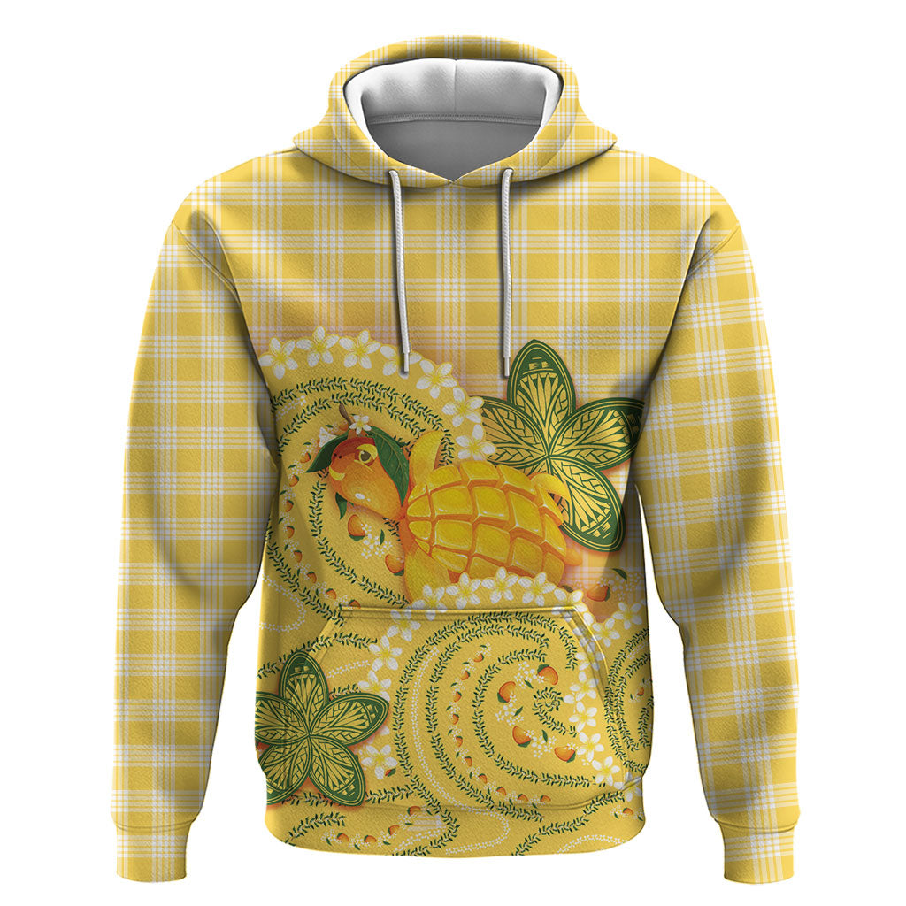 Hawaii Palaka Hoodie Cute Ripe Mango Turtle On The Waves DT05 Pullover Hoodie Yellow - Polynesian Pride