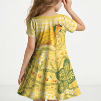 Hawaii Palaka Kid Short Sleeve Dress Cute Ripe Mango Turtle On The Waves