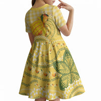 Hawaii Palaka Kid Short Sleeve Dress Cute Ripe Mango Turtle On The Waves