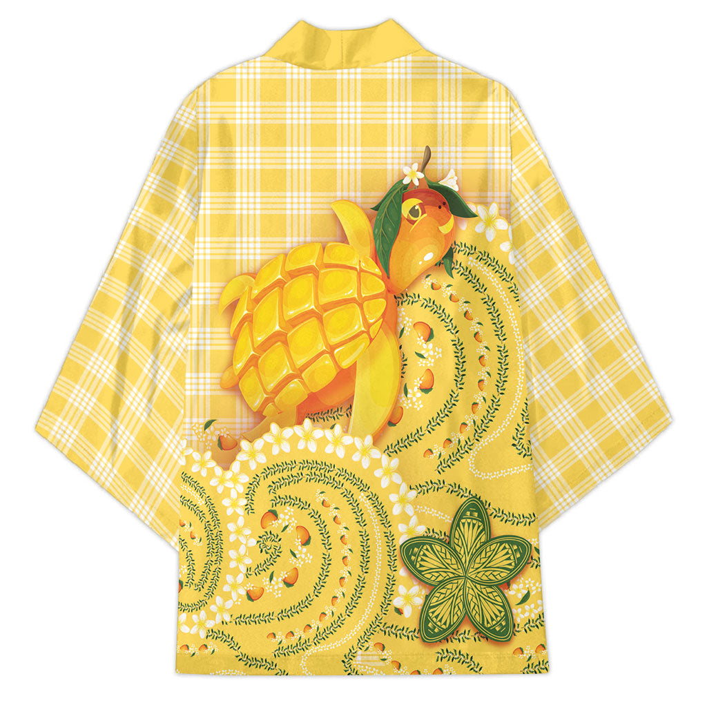 Hawaii Palaka Kimono Cute Ripe Mango Turtle On The Waves