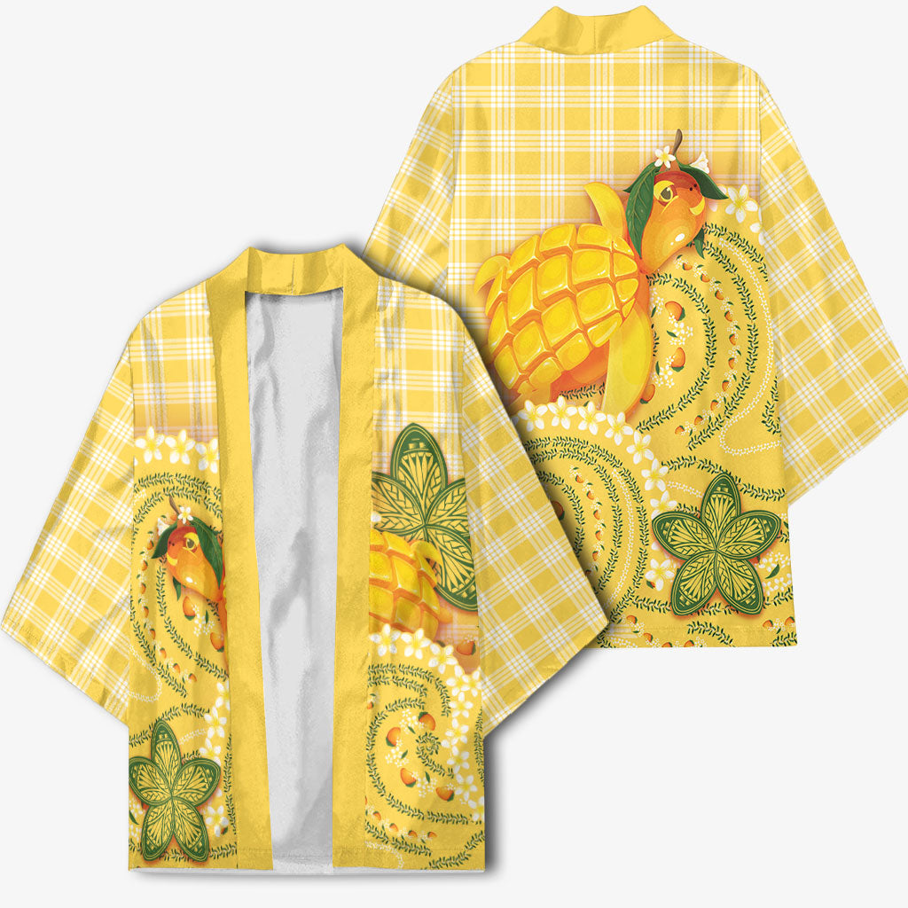 Hawaii Palaka Kimono Cute Ripe Mango Turtle On The Waves