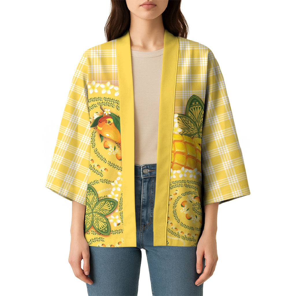 Hawaii Palaka Kimono Cute Ripe Mango Turtle On The Waves