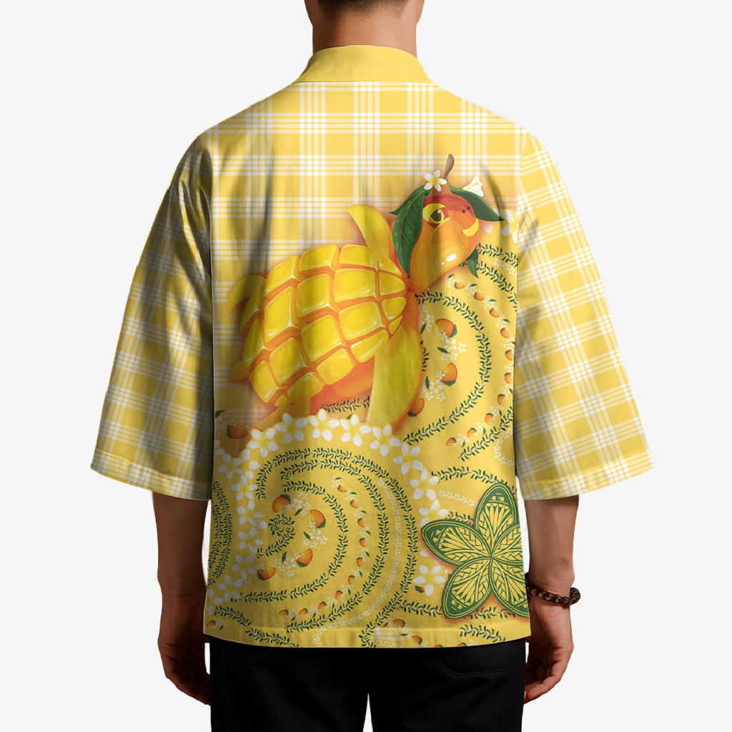 Hawaii Palaka Kimono Cute Ripe Mango Turtle On The Waves