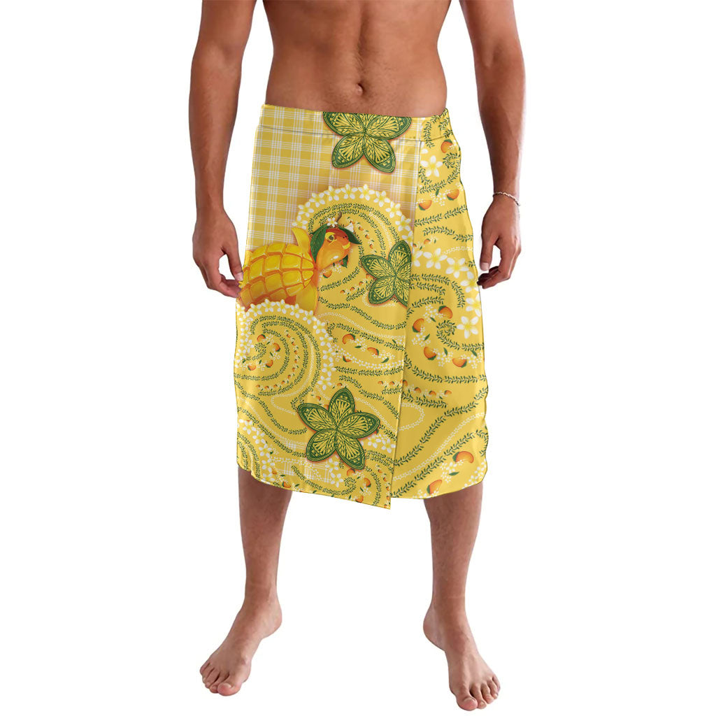 Hawaii Palaka Lavalava Cute Ripe Mango Turtle On The Waves DT05 Yellow - Polynesian Pride