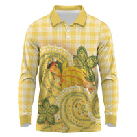 Hawaii Palaka Long Sleeve Polo Shirt Cute Ripe Mango Turtle On The Waves