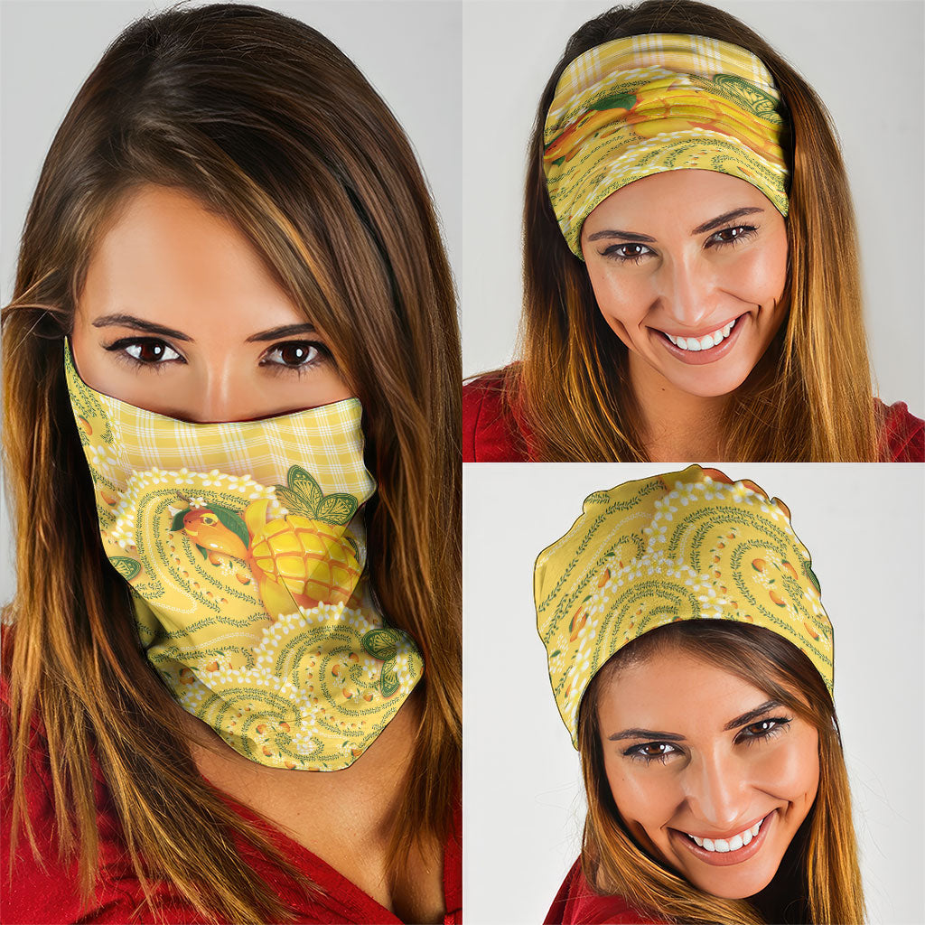 Hawaii Palaka Neck Gaiter Cute Ripe Mango Turtle On The Waves