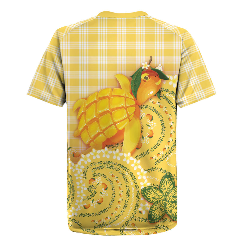 Hawaii Palaka Rugby Jersey Cute Ripe Mango Turtle On The Waves