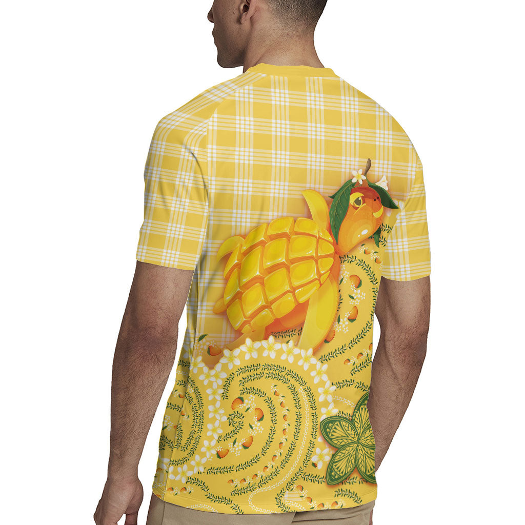 Hawaii Palaka Rugby Jersey Cute Ripe Mango Turtle On The Waves