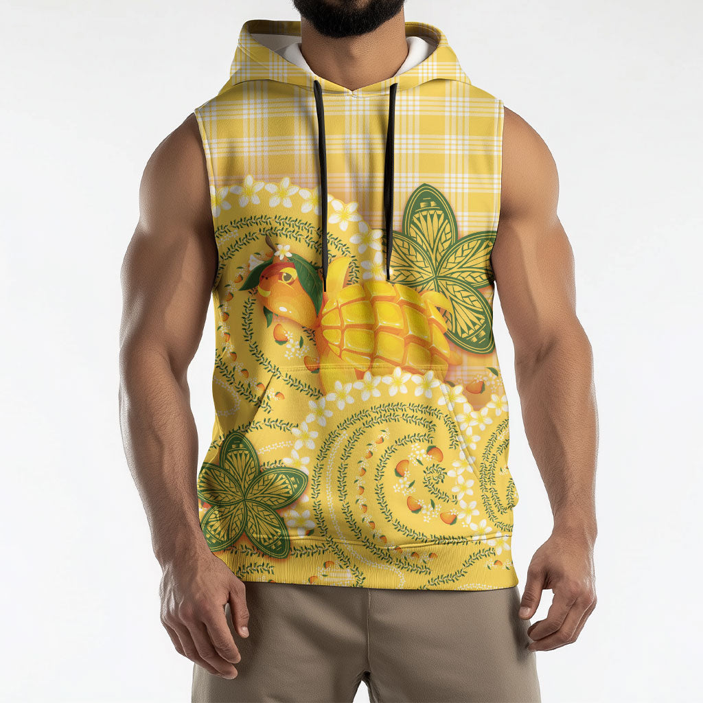 Hawaii Palaka Sleeveless Hoodie Cute Ripe Mango Turtle On The Waves