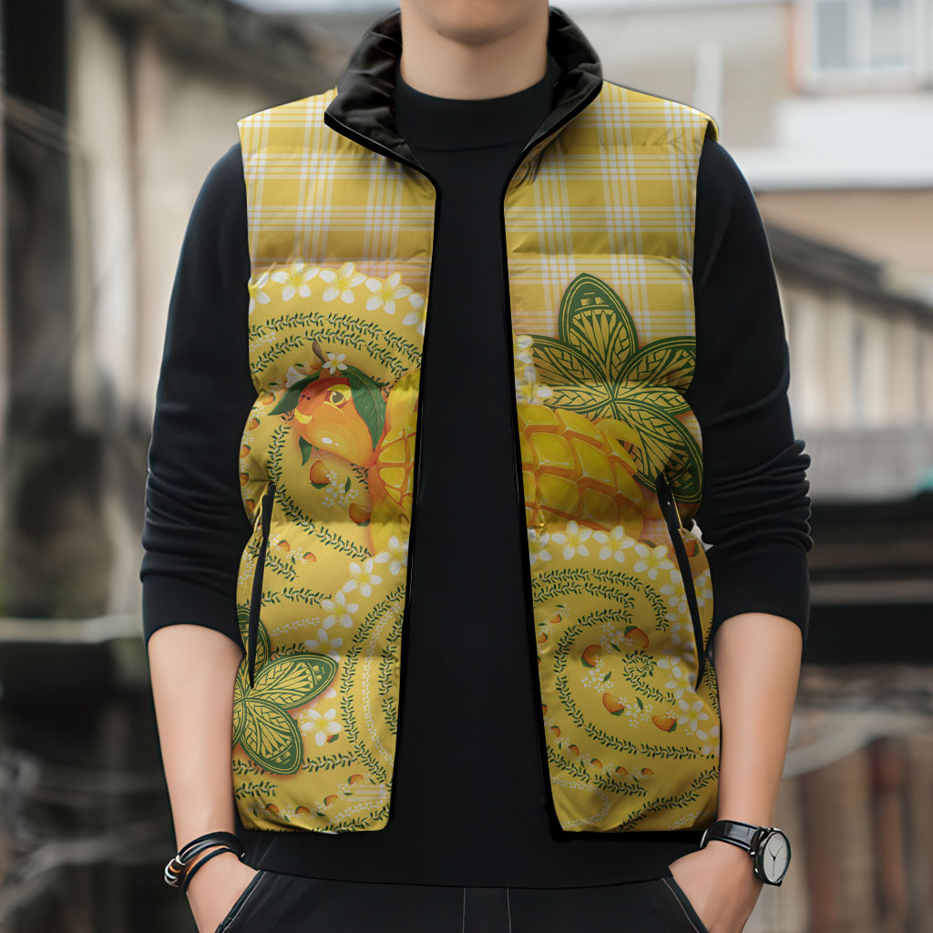 Hawaii Palaka Sleeveless Puffer Jacket Cute Ripe Mango Turtle On The Waves