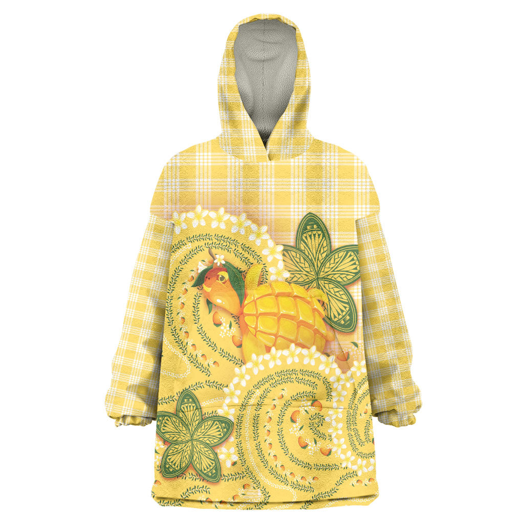 Hawaii Palaka Wearable Blanket Hoodie Cute Ripe Mango Turtle On The Waves