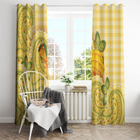 Hawaii Palaka Window Curtain Cute Ripe Mango Turtle On The Waves