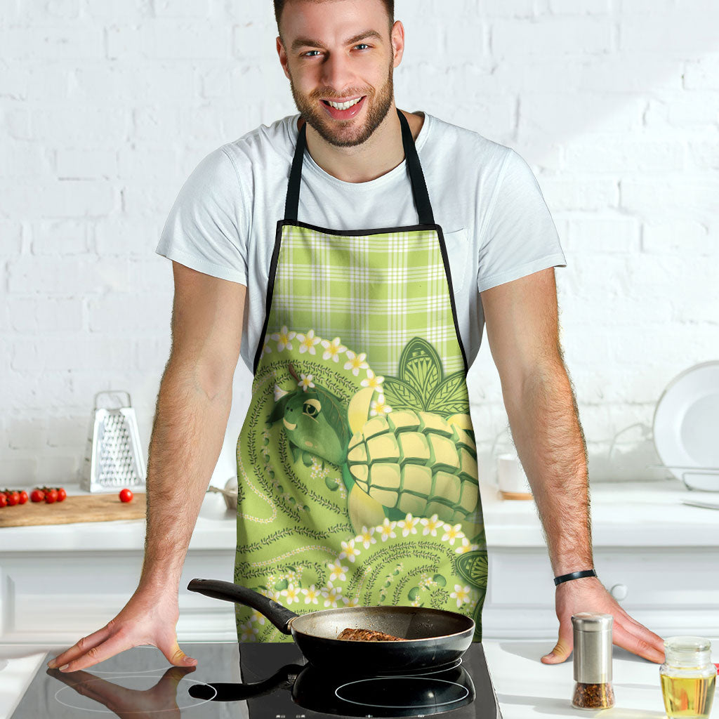 Hawaii Palaka Apron Cute Green Mango Turtle On The Waves