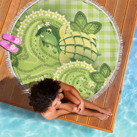 Hawaii Palaka Beach Blanket Cute Green Mango Turtle On The Waves