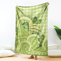 Hawaii Palaka Blanket Cute Green Mango Turtle On The Waves