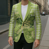 Hawaii Palaka Blazer Cute Green Mango Turtle On The Waves
