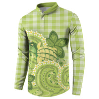 Hawaii Palaka Button Sweatshirt Cute Green Mango Turtle On The Waves