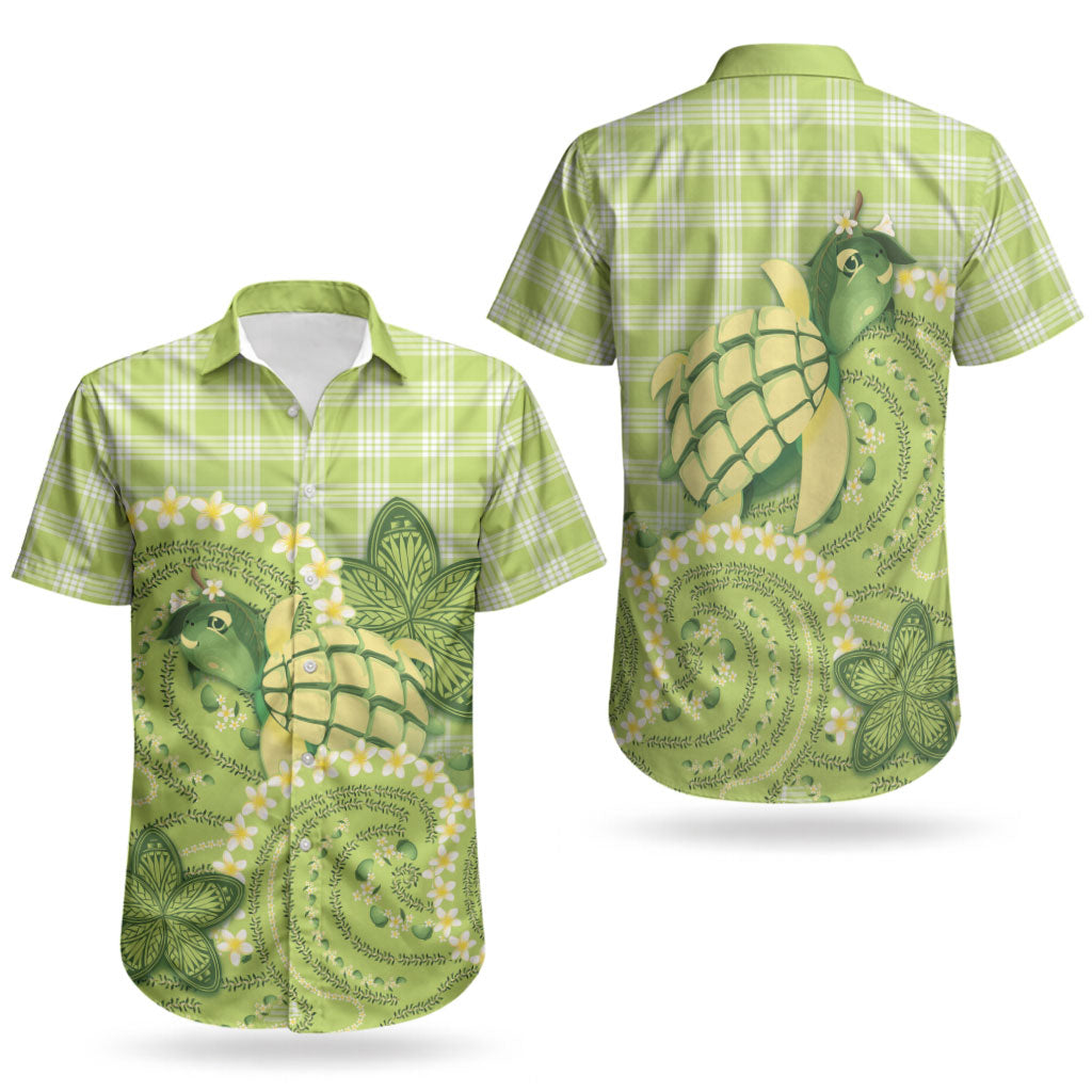 Hawaii Palaka Couples Matching Long Sleeve Bodycon Dress and Hawaiian Shirt Cute Green Mango Turtle On The Waves