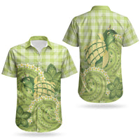 Hawaii Palaka Couples Matching Off Shoulder Maxi Dress and Hawaiian Shirt Cute Green Mango Turtle On The Waves