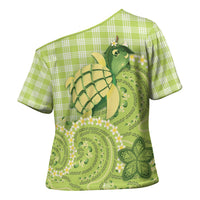 Hawaii Palaka Cross Shoulder Shirt Cute Green Mango Turtle On The Waves