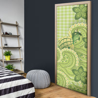 Hawaii Palaka Door Cover Cute Green Mango Turtle On The Waves