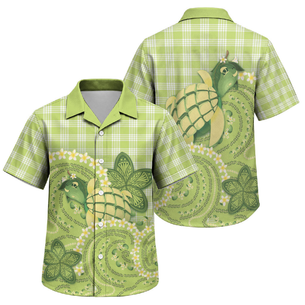 Hawaii Palaka Family Matching Off Shoulder Short Dress and Hawaiian Shirt Cute Green Mango Turtle On The Waves