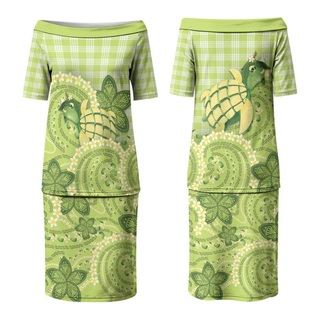 Hawaii Palaka Family Matching Puletasi and Hawaiian Shirt Cute Green Mango Turtle On The Waves