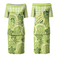 Hawaii Palaka Family Matching Puletasi and Hawaiian Shirt Cute Green Mango Turtle On The Waves
