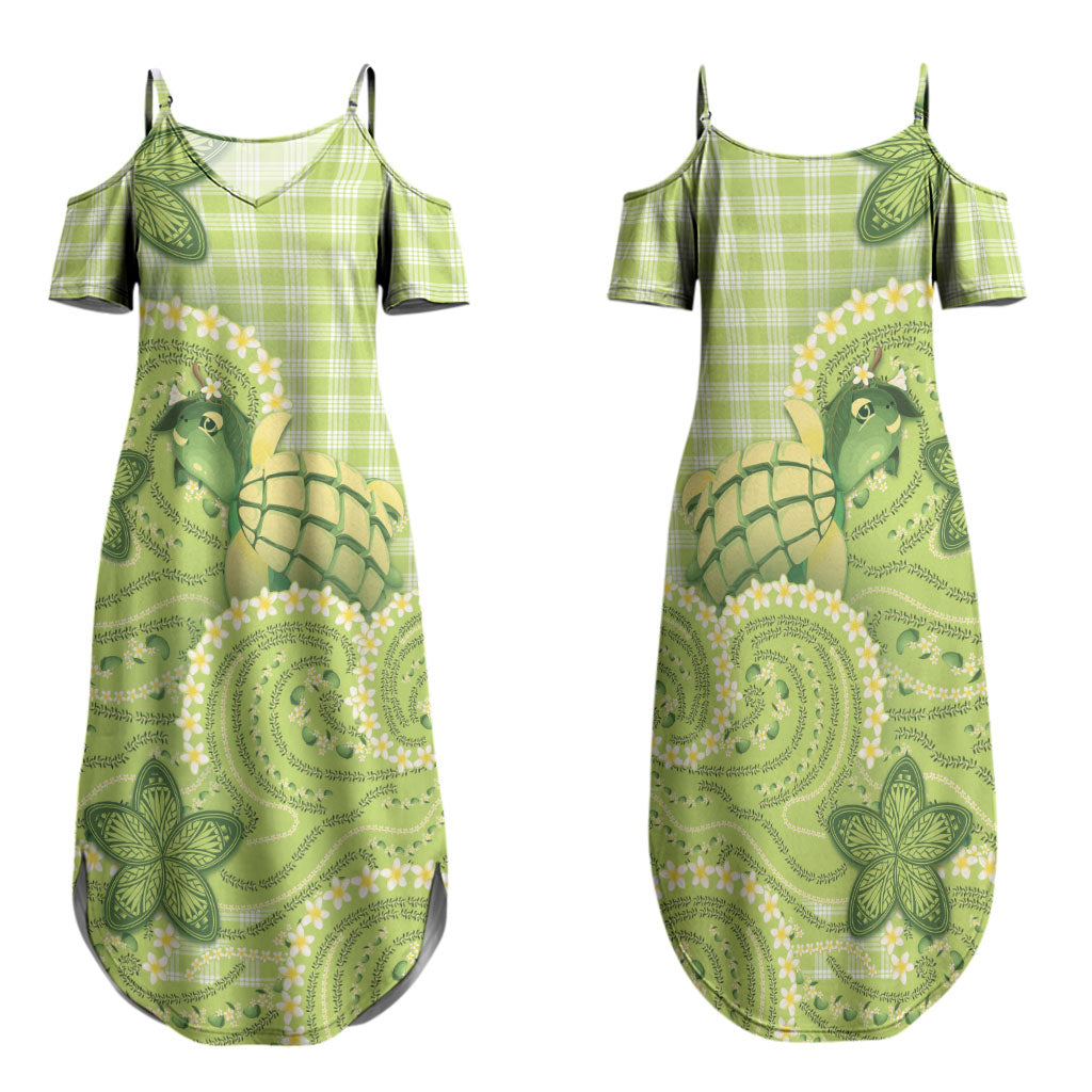 Hawaii Palaka Family Matching Summer Maxi Dress and Hawaiian Shirt Cute Green Mango Turtle On The Waves