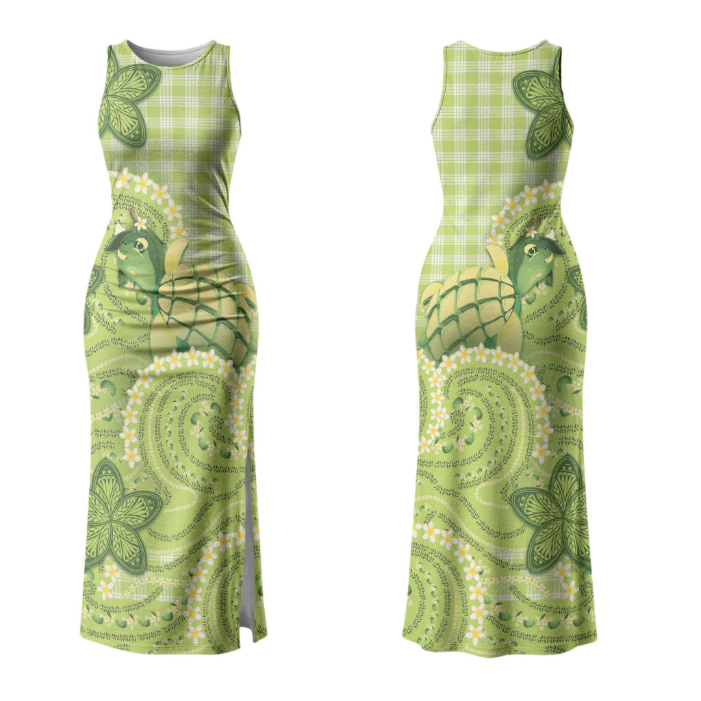 Hawaii Palaka Family Matching Tank Maxi Dress and Hawaiian Shirt Cute Green Mango Turtle On The Waves