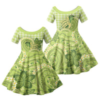 Hawaii Palaka Family Matching Tank Maxi Dress and Hawaiian Shirt Cute Green Mango Turtle On The Waves