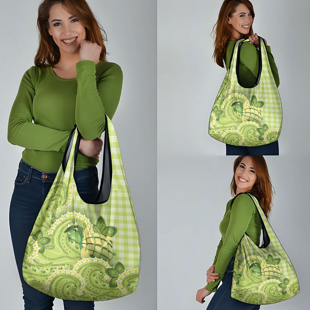 Hawaii Palaka Grocery Bag Cute Green Mango Turtle On The Waves