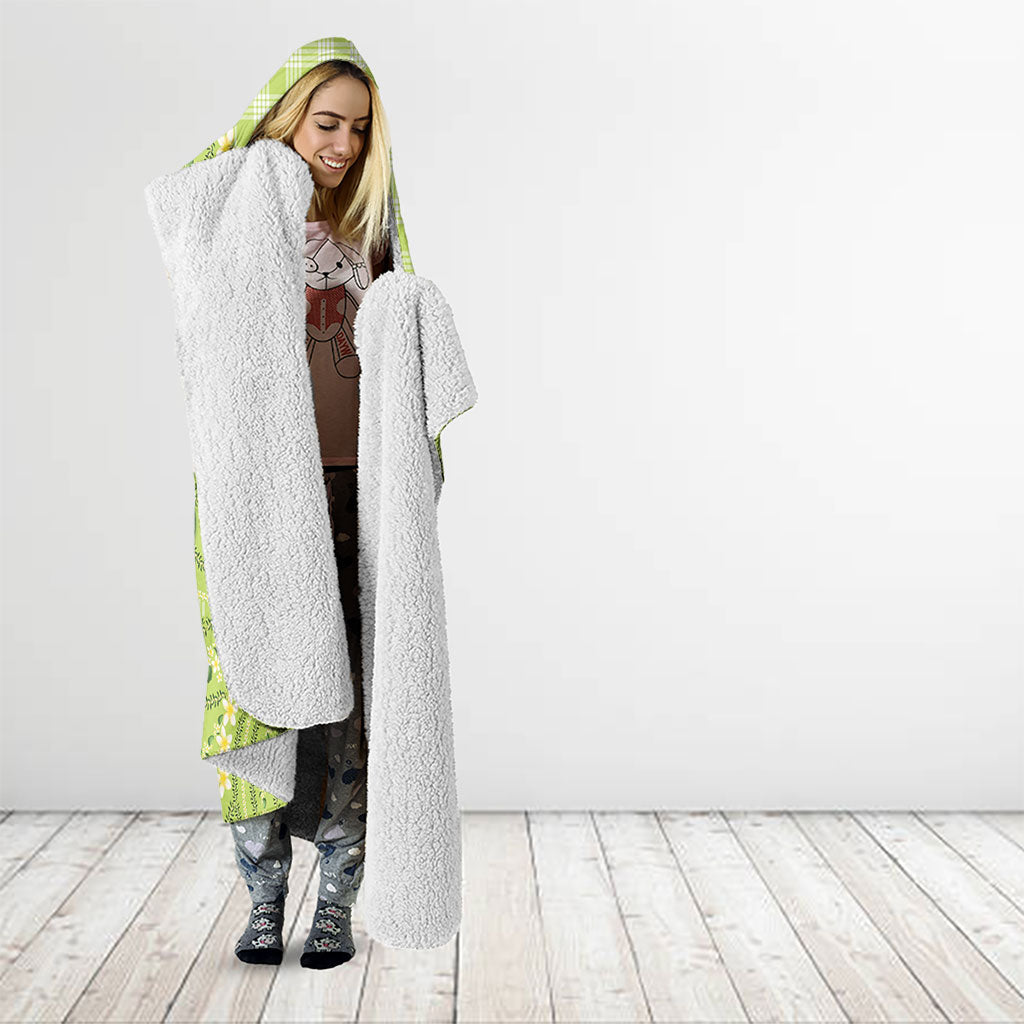 Hawaii Palaka Hooded Blanket Cute Green Mango Turtle On The Waves