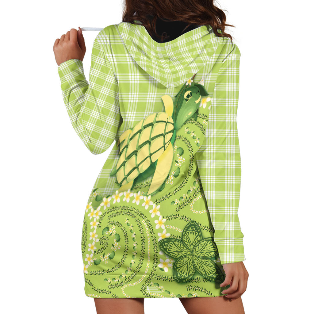 Hawaii Palaka Hoodie Dress Cute Green Mango Turtle On The Waves