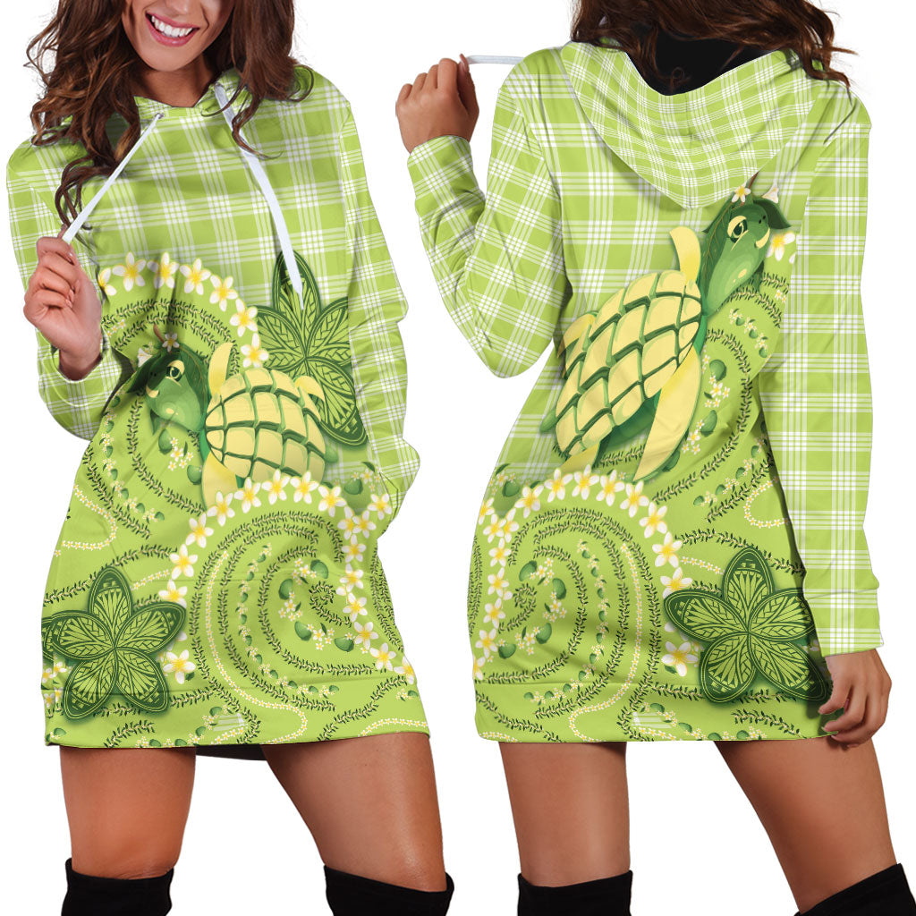Hawaii Palaka Hoodie Dress Cute Green Mango Turtle On The Waves