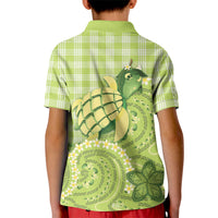 Hawaii Palaka Kid Polo Shirt Cute Green Mango Turtle On The Waves