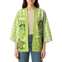 Hawaii Palaka Kimono Cute Green Mango Turtle On The Waves