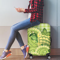 Hawaii Palaka Luggage Cover Cute Green Mango Turtle On The Waves