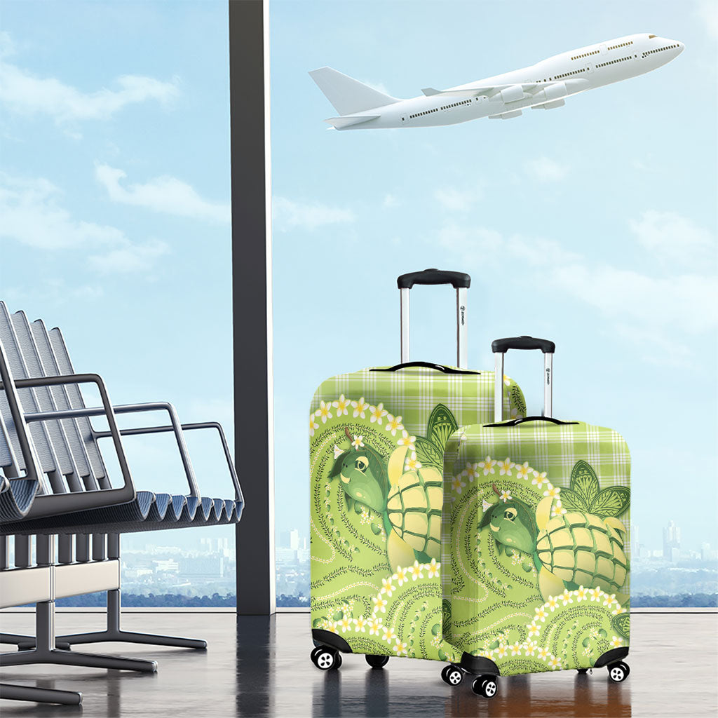 Hawaii Palaka Luggage Cover Cute Green Mango Turtle On The Waves