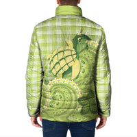 Hawaii Palaka Padded Jacket Cute Green Mango Turtle On The Waves