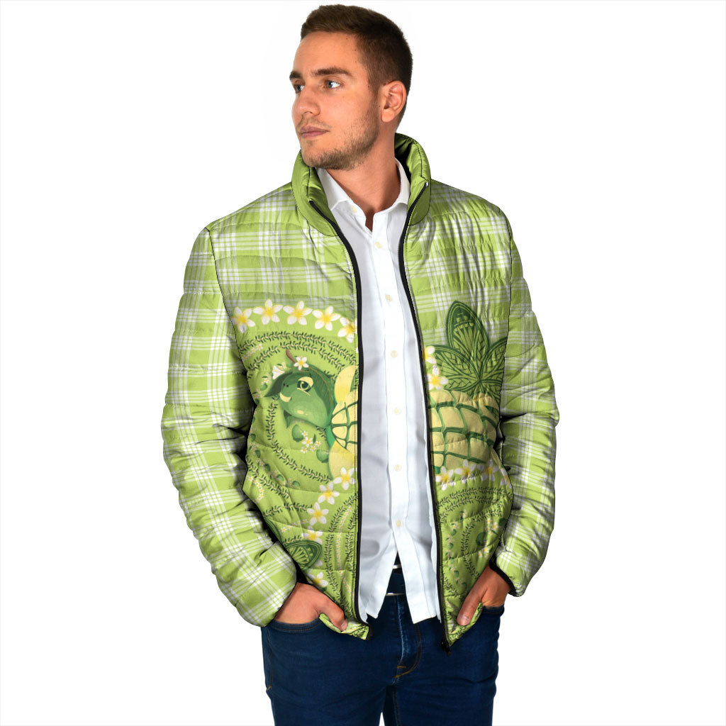 Hawaii Palaka Padded Jacket Cute Green Mango Turtle On The Waves