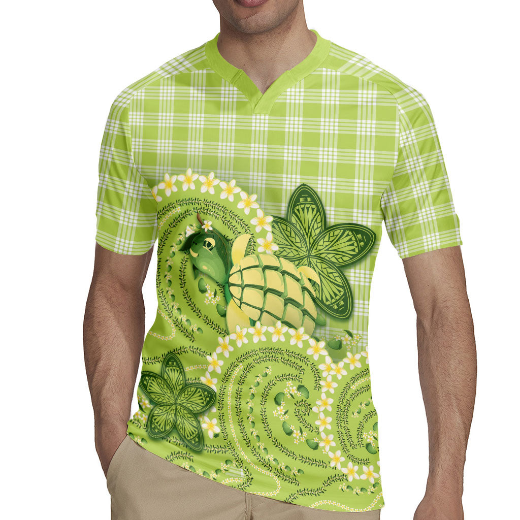 Hawaii Palaka Rugby Jersey Cute Green Mango Turtle On The Waves