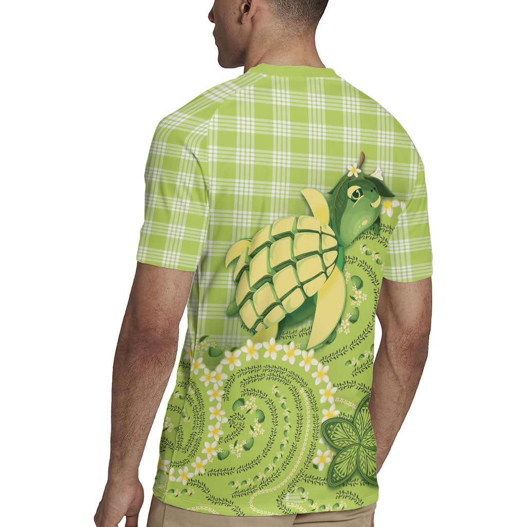Hawaii Palaka Rugby Jersey Cute Green Mango Turtle On The Waves