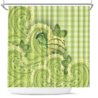 Hawaii Palaka Shower Curtain Cute Green Mango Turtle On The Waves